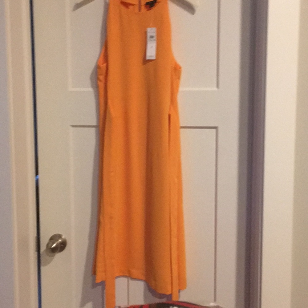 Halter Flare Orange 🍊 ,Sleeveless Dress 👗,size-4